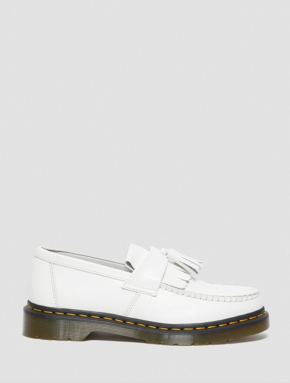 Dr. Martens White Adrian Leather Tassel Loafers Size 7 Womans Yellow Stitch - Picture 3 of 12